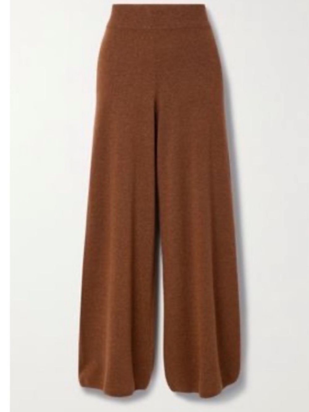 LESET Zoe Wool Cashmere Blend Wide Leg Sweater Pull On Pants Chocolate Melange S